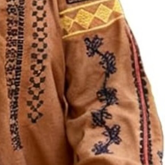 Embroidered Brown Boho Peasant Blouse - Picture 3 of 6